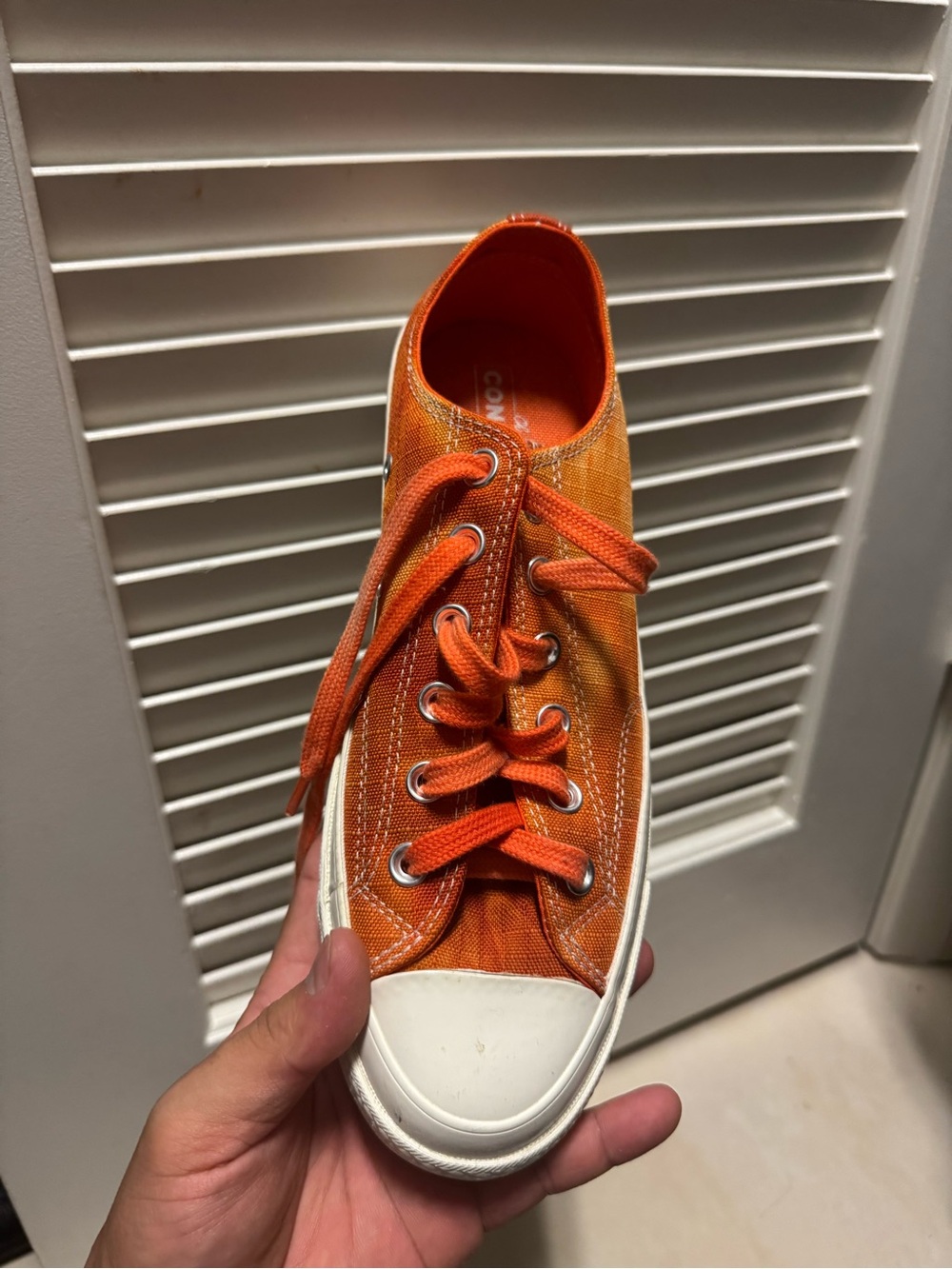 Orange Canvas Low-Top Sneaker